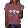 thumbnail image 2 of Busydd T Shirts for Women Trendy Crew Neck Print Graphic Tees Casual Summer Short Sleeve Going Out Tops S, 2 of 5