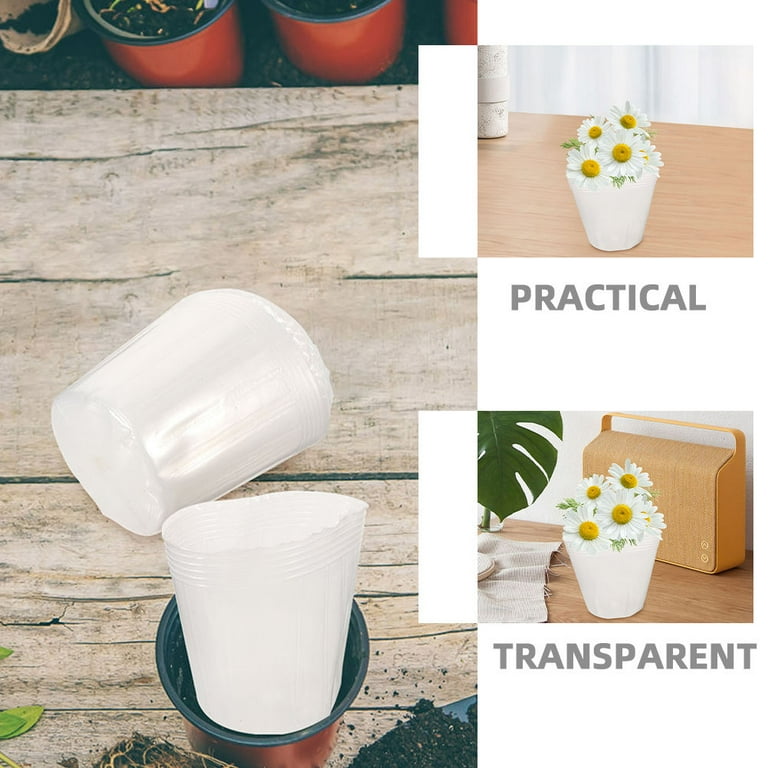 OUNONA 10 Pcs Flower Pot Liner Insert Plastic Planter Basket Liners  Transparent