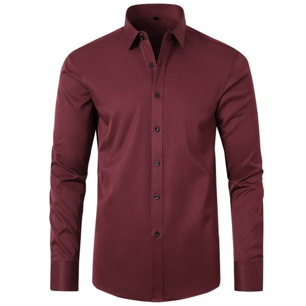 Blusa y camisa de manga larga con cuello vuelto para hombre, blusa informal de moda para negocios, camisa de manga larga con cuello vuelto y botones para hombre.