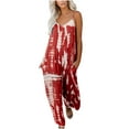 thumbnail image 2 of Pantalons pour Femmes Mode Décontractée pour Femmes Printemps et Été Imprimé sur l'Épaule Sangle Combinaison Rouge XXL, 2 of 4