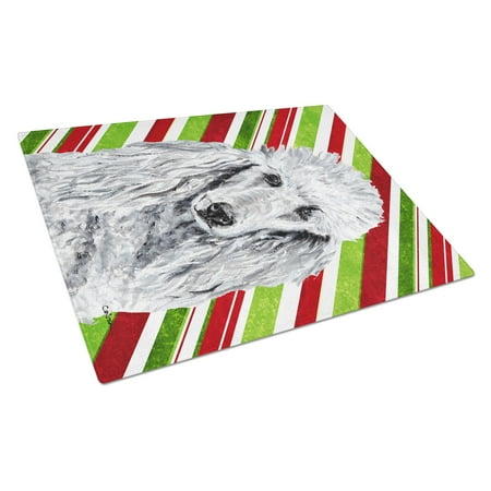 

Carolines Treasures SC9799LCB White Standard Poodle Candy Cane Christmas Glass Cutting Board Large 12H x 16W