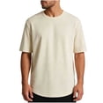 thumbnail image 2 of Xdegoge T Shirt for Men Crewneck Short Sleeve Casual Streetwear Everyday Vibe Regular Fit Subtle Animal Stripe Jacquard Pattern Breathable Lightweight Summer Tops, 2 of 5