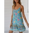 thumbnail image 3 of SHIBEVER Womens Dress Summer Casual Sleeveless Floral Dress for Women Sexy Boho Sun Beach Swing Mini Dresses Green, 3 of 7