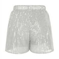 thumbnail image 5 of White Women Sequin Sparkly Glitter Straight Leg Elastic Waist Plain Shorts for Women Elegant Fall Summer 2025 Clothing Trendy Country Concert Y2K XL, 5 of 6