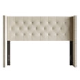 thumbnail image 3 of Home Design Gretna Queen Wingback Tufted Upholstered Headboard with Nailhead Trim, Beige, 3 of 5
