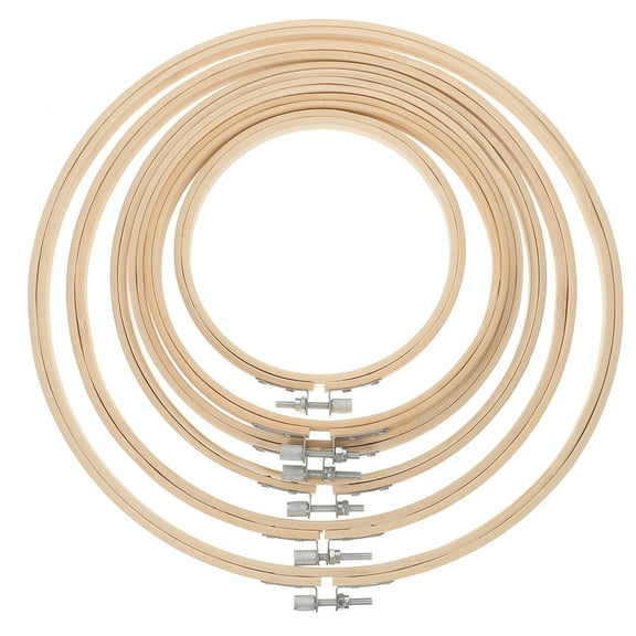 GOOHOCHY Bamboo Embroidery Hoops for Cross Stitch and DIY Craft Projects Khaki Color Various Sizes Available