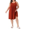 thumbnail image 2 of Agnes Orinda Plus Size Nightgowns for Women Sleeveless Sleepwear Wide Strap Sleepshirts Pleated Scoopneck Nightshirt 4X Red, 2 of 6