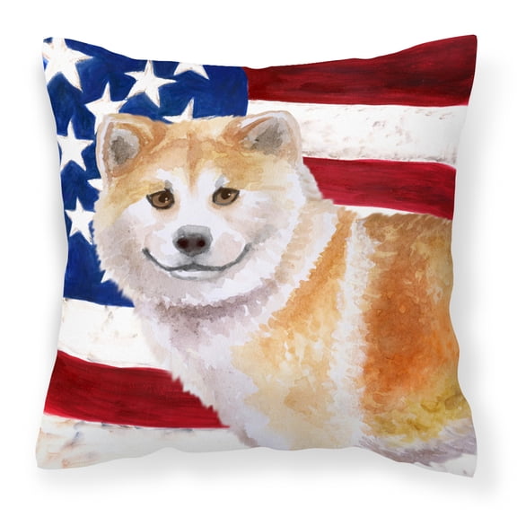 Carolines Treasures BB9678PW1818 Shiba Inu Patriotic Fabric Decorative Pillow  18H x18W multicolor