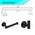 thumbnail image 4 of 3 Pieces Bathroom Hardware Set 12" Towel Bar Tissue Paper Roll Holders Wall Mounted Hook Matte Black Heavy Duty 304 Stainless Steel, 4 of 5
