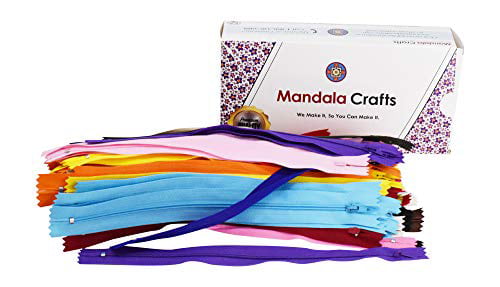 Nylon Zippers for Sewing, 13 inch 80 Pcs Bulk Zipper Supplies in 20 Assorted Colors by Mandala Crafts