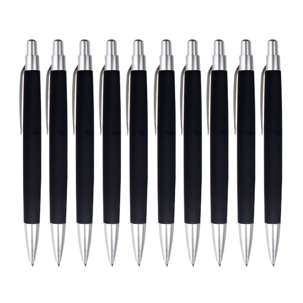 Paquete de 10 bolígrafos retráctiles básicos de tinta negra, escritura suave, 1 ml