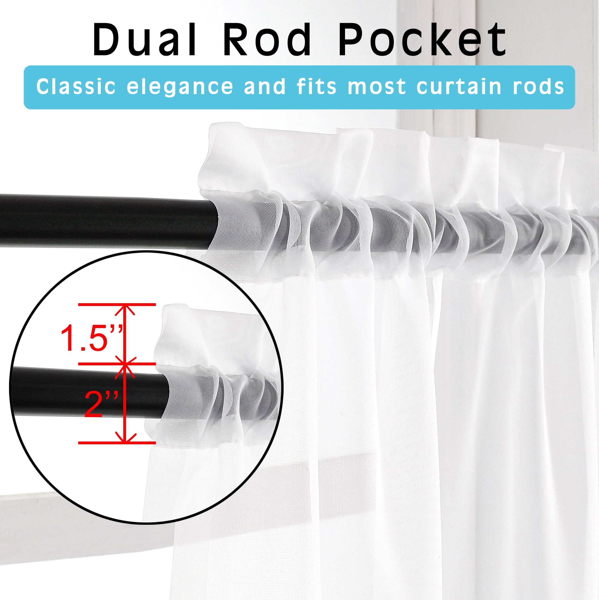 OVZME White Sheer Curtains 84 inch Length 2 Panels Set, Semi Transparent Voile Rod Pocket Sheer Wind(图2)