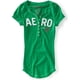thumbnail image 1 of Aeropostale - Camiseta henley con manga adornada para mujer, verde, pequeña, 1 of 1