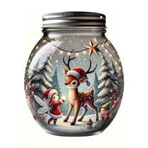 Christmas Snow Globe, Acrylic Mason Jar Ornaments Kit Snow Globe with Christmas Mini Figurines Tree Snow Crafts Xmas Decorations,Fairies and Reindeer World Painted Bottle