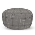 thumbnail image 1 of Abstract Pouf Cover with Zipper, Minimal Geometric Vertical and Horizontal Tiles Forming Square Frames, Soft Decorative Fabric Unstuffed Case, 30" W X 17.3" L, Charcoal Grey Eggshell, by Ambesonne, 1 of 5