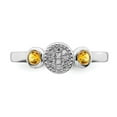 thumbnail image 4 of 925 Sterling Silver Stackable Expressions Dbl Round Citrine & Dia. Ring Size: 10; for Adults and Teens; for Women and Men, 4 of 5