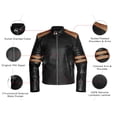 thumbnail image 6 of NomiLeather black leather jacket | mens leather jacket and genuine leather jacket men (Black With Brown Strip ) Medium, 6 of 7