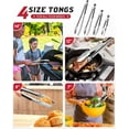 thumbnail image 6 of Bundlepro 4 Pack 7'' 9'' 12'' 14'' Stainless Steel Locking Kitchen Tongs Set for Cooking BBQ,Black, 6 of 7