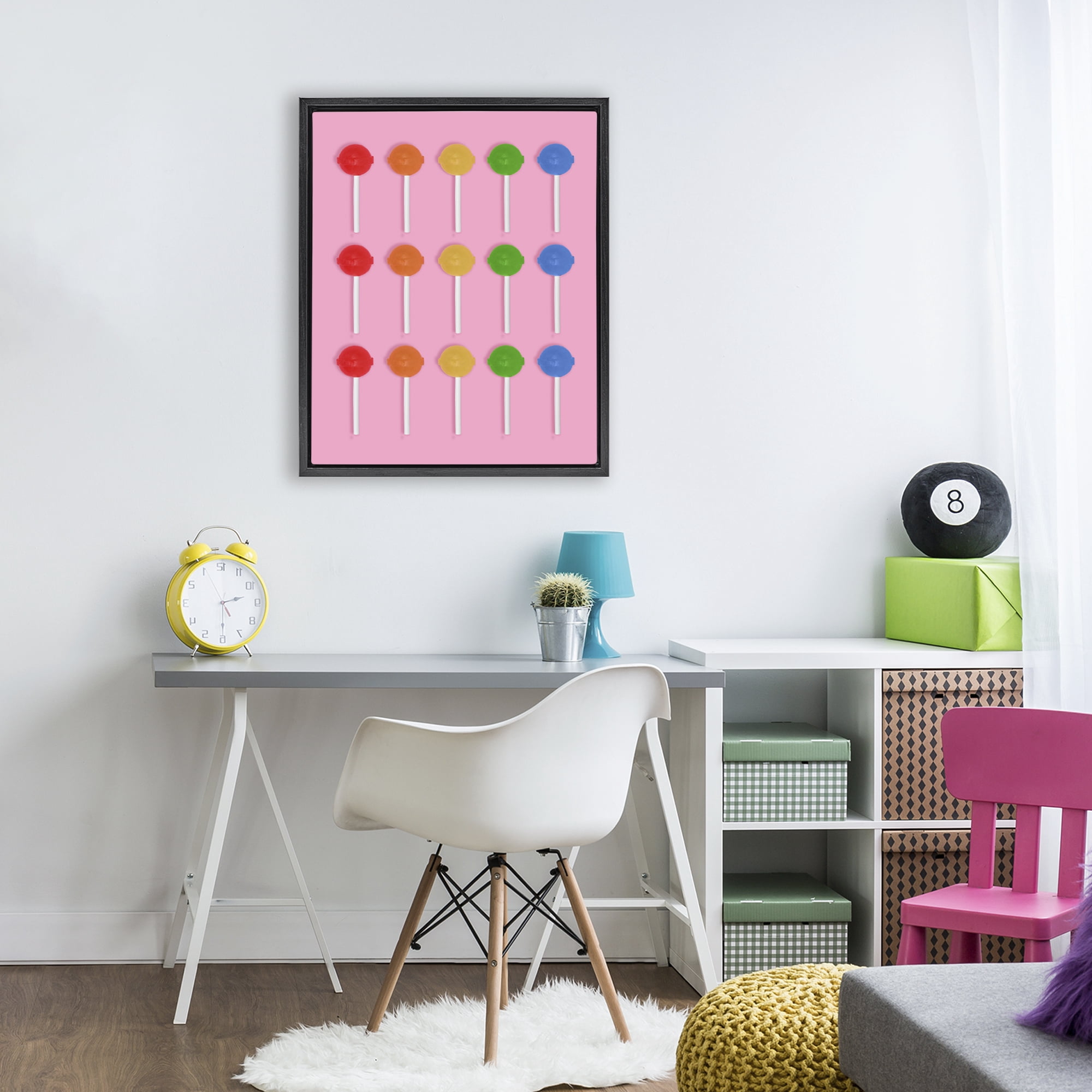 Stupell Industries Colorful Lollipop Grid Black Framed Floater Canvas Wall Art, design by LISH Creative