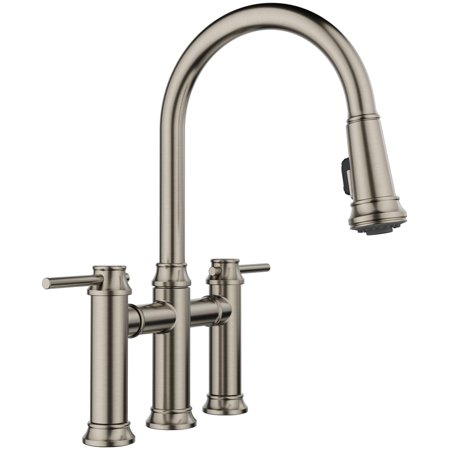 Blanco 442504 Empressa 1.5 GPM Widespread Bridge Pull Down Kitchen Faucet - Satin Platinum