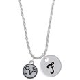 thumbnail image 1 of Delight Jewelry Silvertone Love in Circle Silvertone Script Initial Disc - F - Charm Necklace, 20"+3", 1 of 4