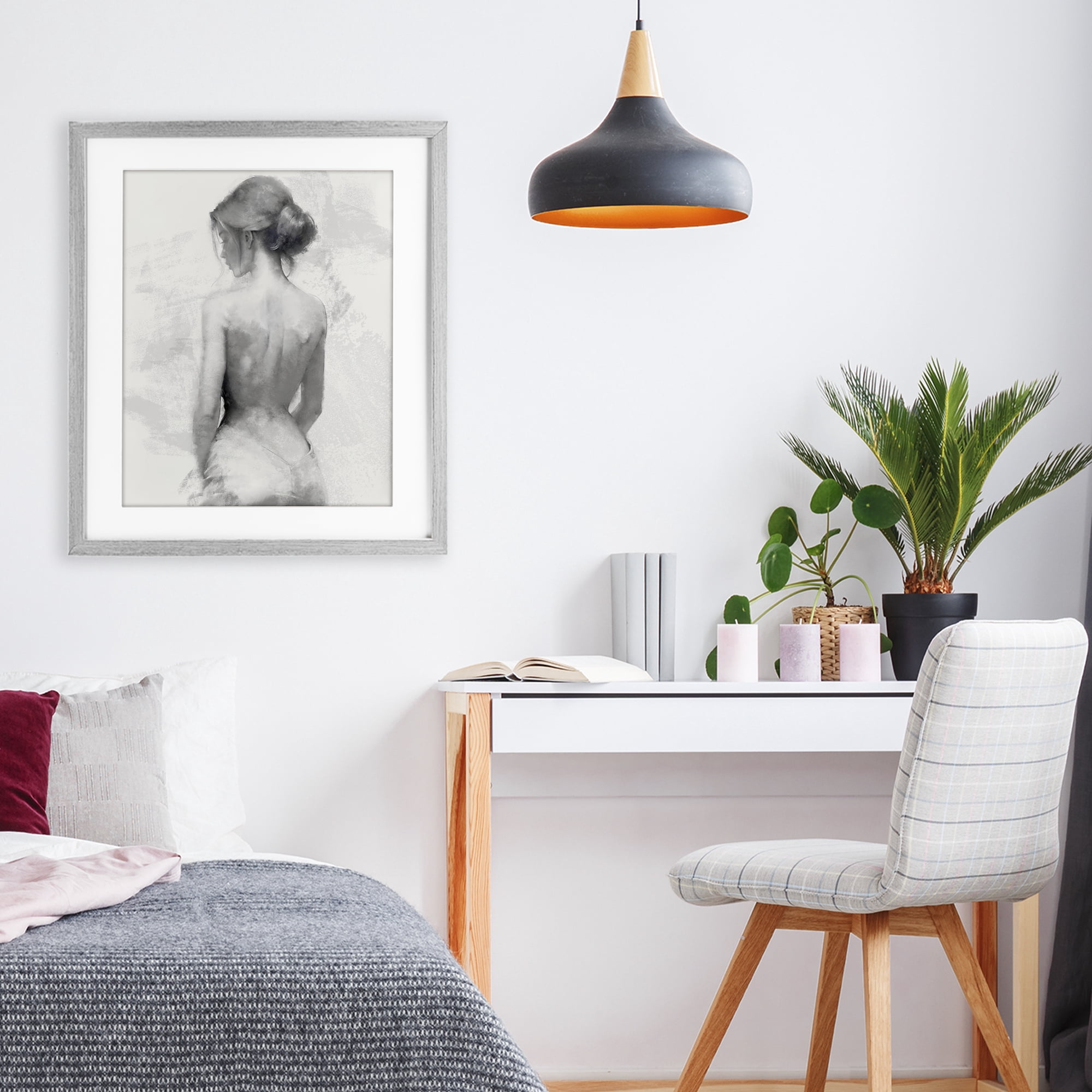 Stupell Industries Mine Elegant Figure Gray Framed Print Under Glass, design by Kim Allen