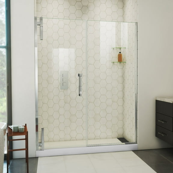 DreamLine Ascend 58 1/2 - 59 1/2 inch W x 72 inch H Frameless Pivot Shower Door in Chrome