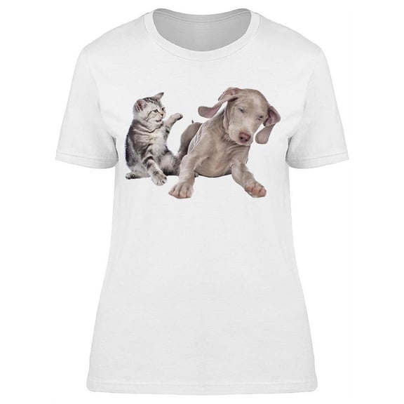 Angry Kitten With Weimaraners T-Shirt Women -Image by Shutterstock, Female Large