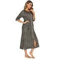 thumbnail image 3 of Syphoria Womens Zipper Front Robe – Lightweight Cotton Summer Loungewear with 3/4 Sleeves & Pockets | Nursing-Friendly Zip-Up Design for Home, Beach & Travel, 3 of 4