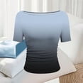 thumbnail image 6 of YUGYXL Gradient Colors T Shirts for Women Casual Crew Neck Short Sleeve Tunic Tops Pleated Slim Fit Fashion Summer Tees Dark Gray Tops M, 6 of 7