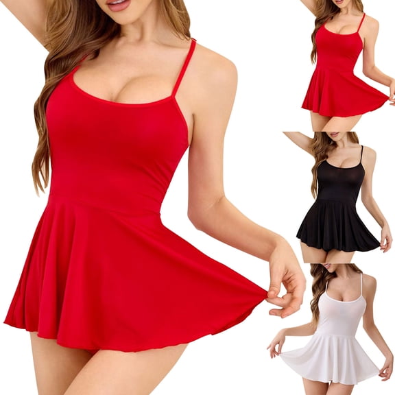 Dianli Lingerie Nightwear Ice Silk Suspender Short Nightdress With Lace Trim Stretchy Soft Silky Slip Short Skirt Seductive Sleepwear Romantic Intimates Nightwear