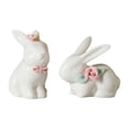 thumbnail image 6 of Set of 2 Mini Ceramic Rabbit Figurines, Porcelain Easter Bunny Decorations, Cute Tabletop Ornament for Home, Tea Ceremony Pet, and Gift, 6 of 7