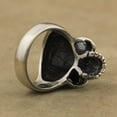 thumbnail image 5 of Green CZ Eyes 925 Sterling Silver Skull Ring Biker Rock Punk Jewelry TA62 US Size 8.5, 5 of 14