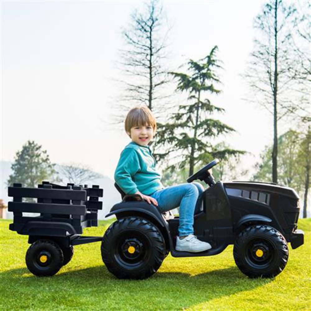 Lowestbest 12V Children Ride On Sports Car, Agricultural Vehicle Battery with Rear Bucket, Black Lowestbest 12V Children Ride On Sports Car, Agricultural Vehicle Battery with Rear Bucket, Black