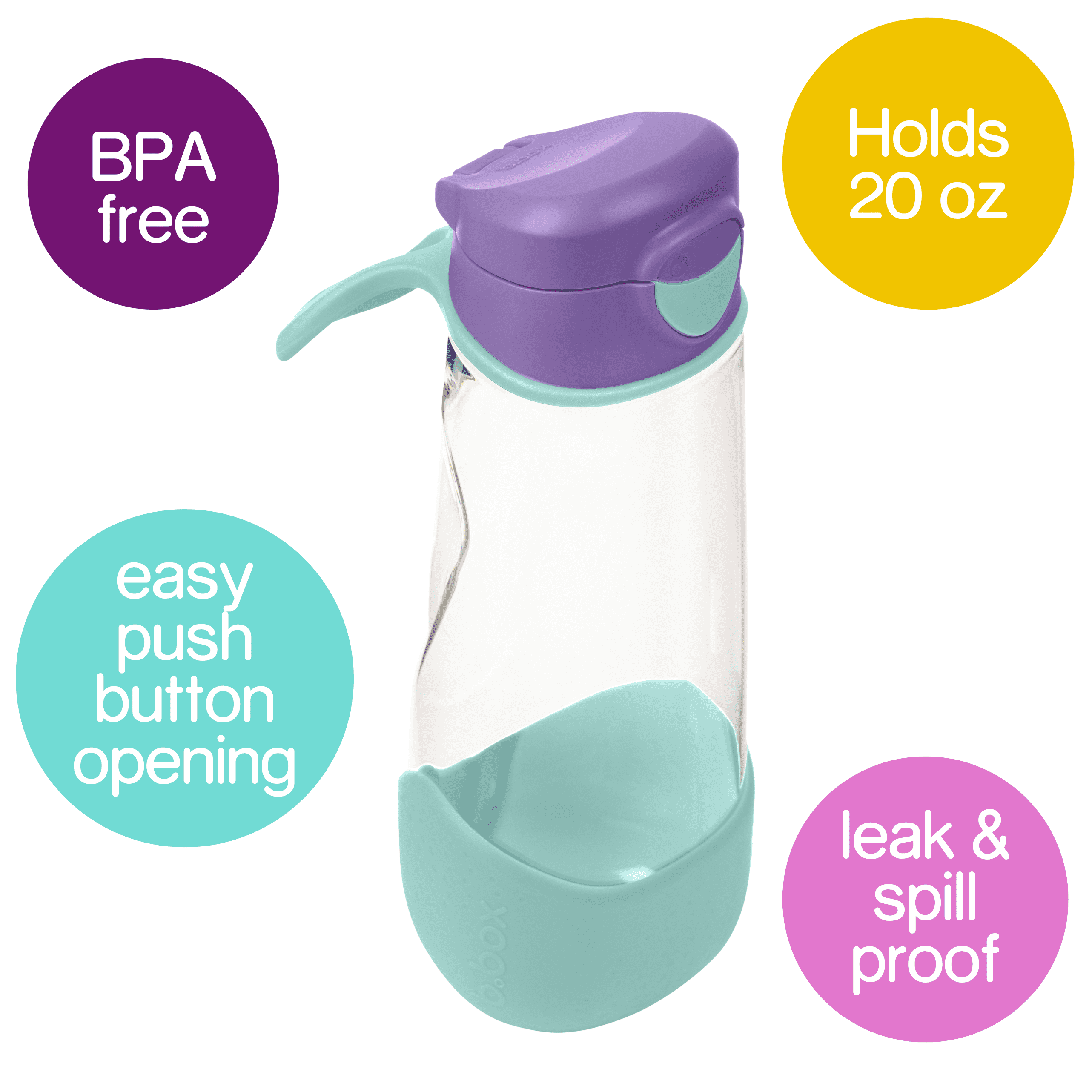 b.box 20 oz Sport Spout Kids Water Bottle for School, Sports, Travel, Daycare. Leakproof, Spill Proof, Dishwasher Safe. Easy Grip Triangle Shape, Durable Tritan Material. BPA Free