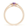 thumbnail image 2 of ANGARA Natural Tapered Shank Amethyst Solitaire Ring with Diamond Accents in 14K Rose Gold for Women (Size-6x4mm) | February Birthstone, Anniversary, Jewelry Gift for Women | Natural Amethyst Ring, 2 of 9