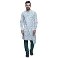 thumbnail image 1 of Atasi Designer Kurta Pajama For Men Printed Angrakha Kurta Set Summer Clothing, 1 of 3