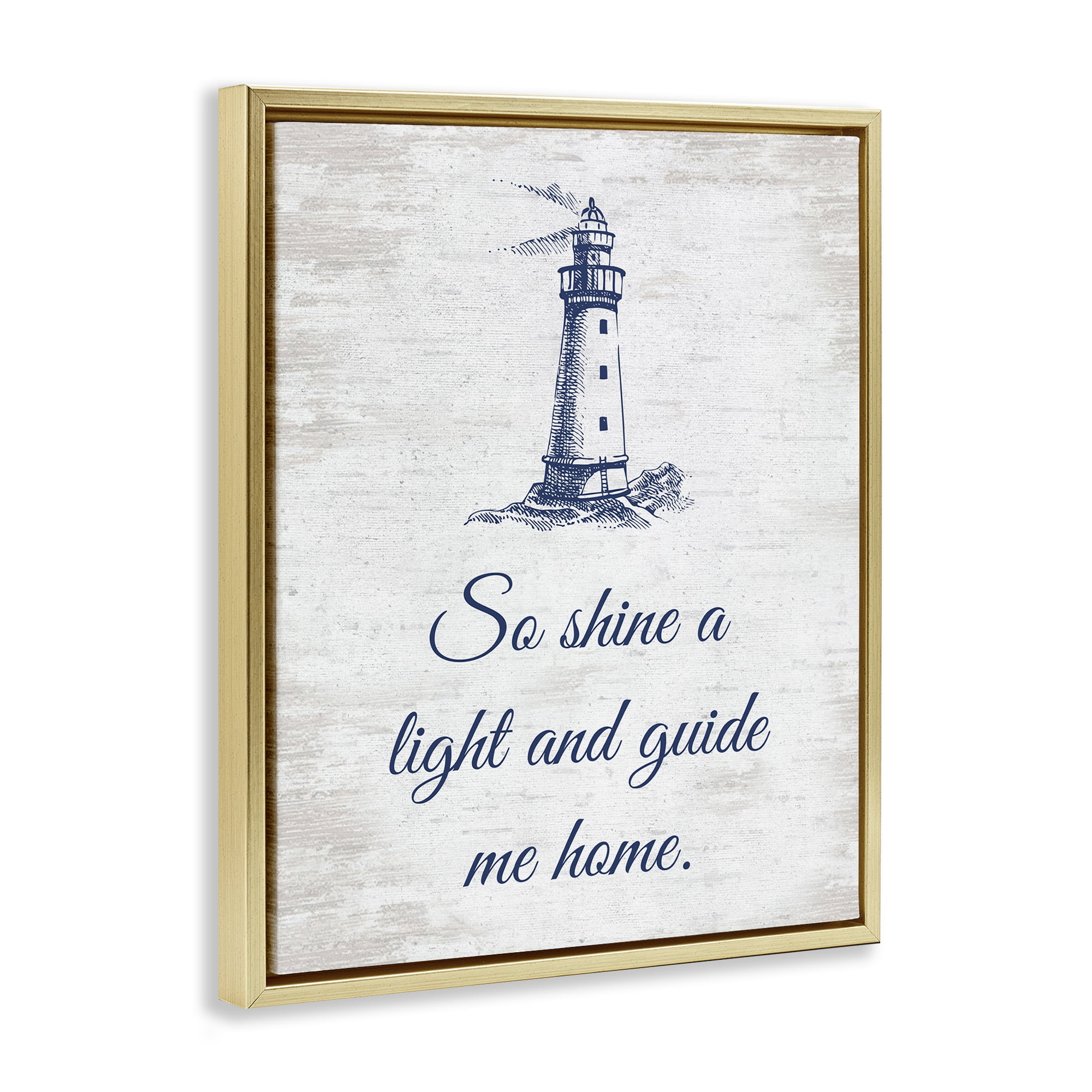 Stupell Industries Guide Me Home Coastal Painting Gold Floater Framed Canvas Art Print Wall Art, 17 x 21