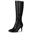 thumbnail image 1 of Unique Bargains Women's Pointed Toe Side Zip Stiletto Heel Knee High Boots, 1 of 7