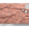 thumbnail image 3 of Soimoi Orange Modal Satin Fabric Branch,Dot & American Robin Bird Decor Fabric Printed BTY 42 Inch Wide, 3 of 3