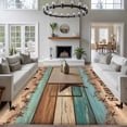 thumbnail image 3 of Western Texas Star Retro Area Rugs 5'x8', Small Throw Rugs for Classroom Bedroom, Country Farmhouse Teal Brown Wood Grain Indoor Outdoor Rug Non-Slip Low Pile Carpet Runner Reversible Floor Mats, 3 of 8