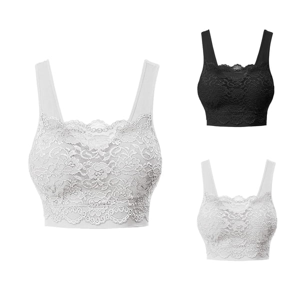 Seamless Bra Lace Print Sports Bras for Women with Front Lace Cover Breathable Everyday Bras