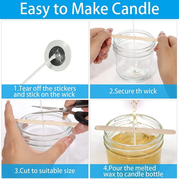 Mèches de Bougie (Lot de 100), Mèches de 15 cm pour Bougies, Mèches de Bougie Inodores pour Fabrication de Bougies DIY