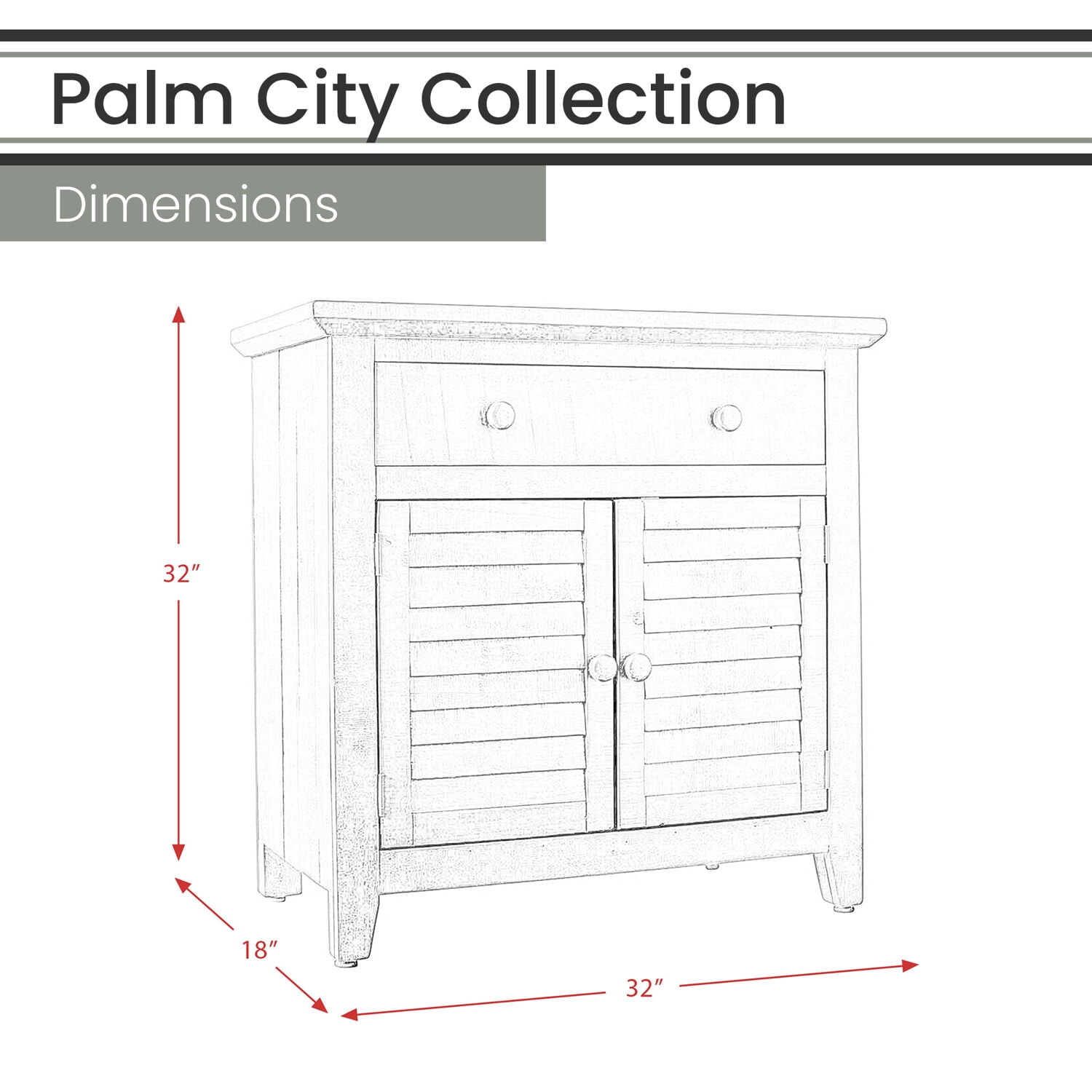 Hanover Palm City Accent Chest with Storage, 32-In. Height, Rustic White Finish, HLR008-WHT