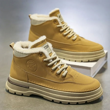 

Men Mid Cut Casual Sports Shoes Warm CottonBoots Outdoor Black Running Shoes Jogging and Walking Shoes Snow Boots Hiking Boots (Khaki 41)