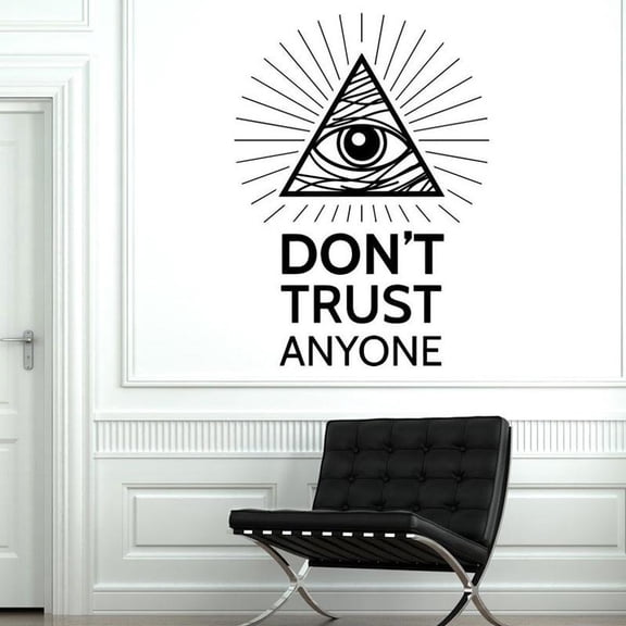 Pyramid Eye Of Providence Masonic Wall Sticker Vinyl Home Decor Living Room Don't Trust Anyone Quote Decals Removable Mural 42x58cm