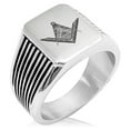 thumbnail image 1 of Stainless Steel Freemasons Masonic Eye of Providence Needle Stripe Pattern Biker Style Polished Ring, 1 of 1