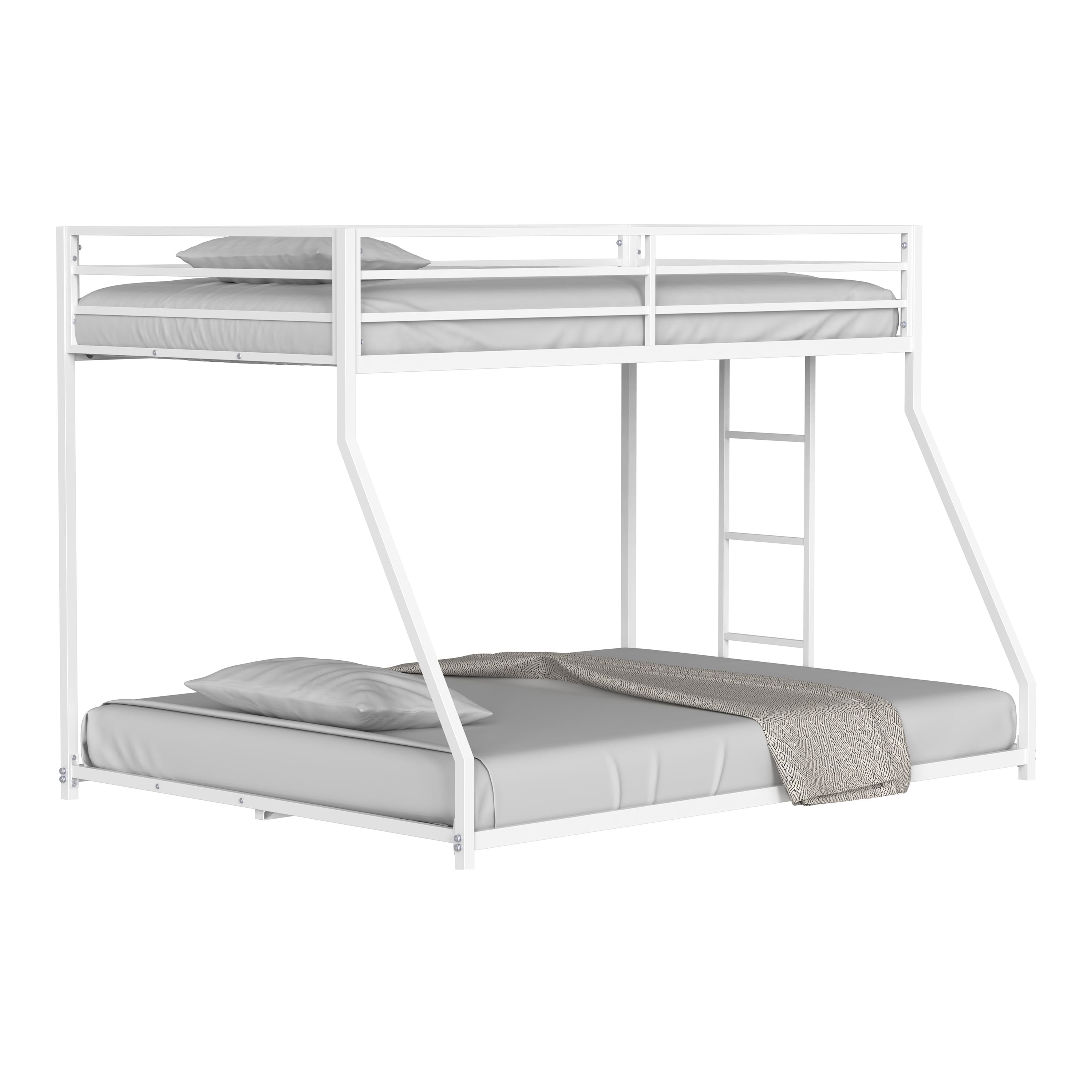 Furniture of America Franz Kids Twin Over Full Metal Mattress Ready Bunk Bed, White