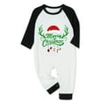thumbnail image 2 of Elippeo Christmas Family Pajamas Matching Set, Long Sleeve Letters Print T-shirt with Plaid Pants Sleepwear Loungewear, 2 of 5