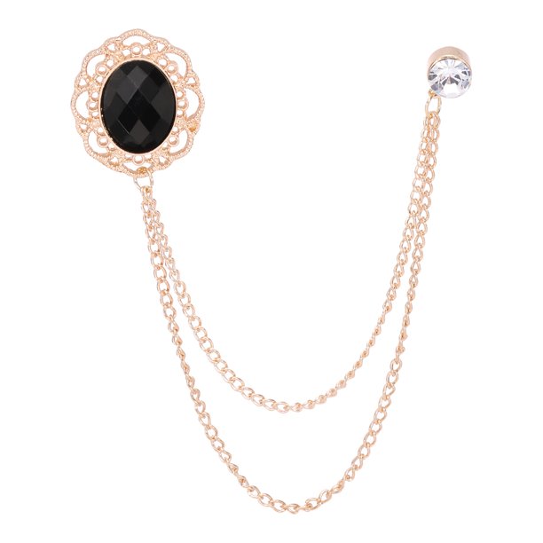 Pinzas de broche de cadena de strass Uxcell, cadena de borlas de strass ovaladas en tono dorado (negro)